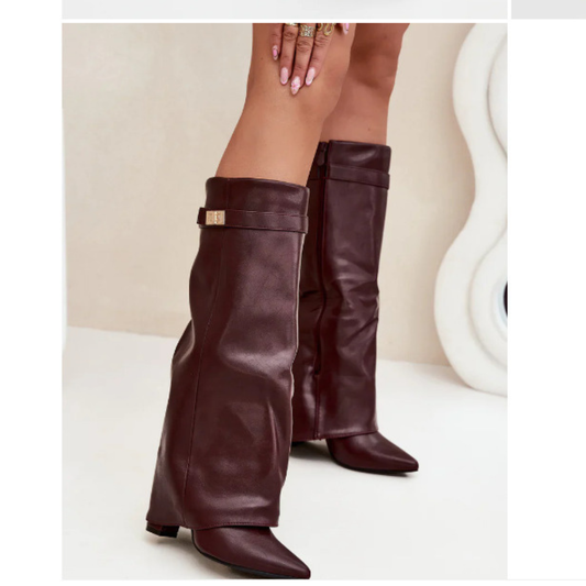 Stivali Invernali a Punta - Modello Tubolare con Tacco Largo